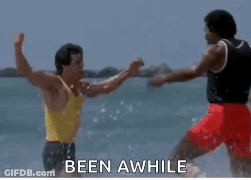 Two Men Fighting In Water Been Awhile GIF