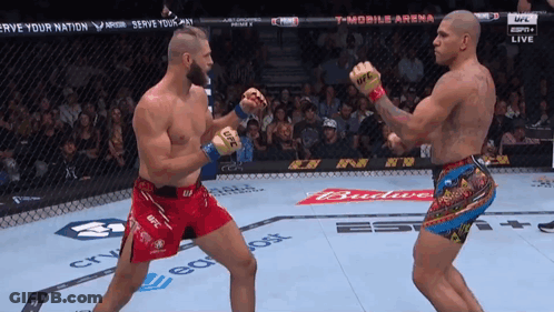 Two Men Fighting T-Mobile Arena Sign GIF