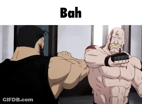Two Men Fighting With Bah GIF