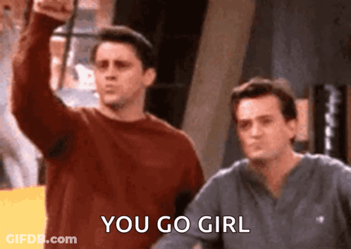 Two Men Fist Bumping Saying You Go Girl GIF