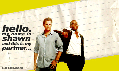 Two Men Hello My Name Is Shawn And This Is My Partner GIF