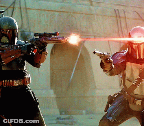 Two Men Holding Guns GIF