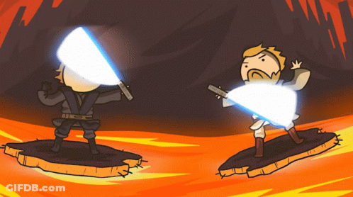Two Men Holding Lightsabers GIF