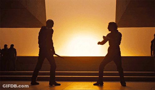 Two Men Holding Swords GIF