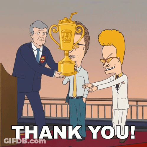 Two Men Holding Trophy Thank You GIF