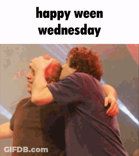 Two Men Hugging Happy Ween Wednesday GIF