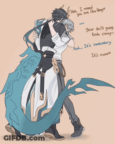 Two Men Hugging Heh I Missed You Too Dan Heng GIF