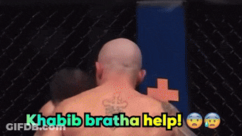 Two Men Hugging In Boxing Ring Saying Khabit Bratha Help GIF