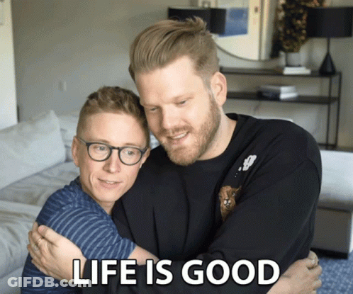 Two Men Hugging Life Is Good GIF