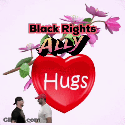 Two Men Hugging Red Heart With Black Rights Ally Hugs GIF