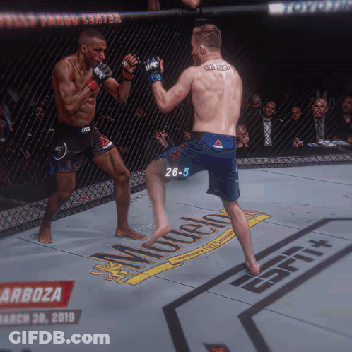 Two Men In A Boxing Ring With The Words Carboza On The Floor GIF