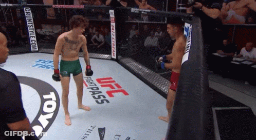 Two Men In A Boxing Ring With Ufc Fightpass On The Side GIF