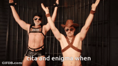 Two Men In A Cage Saying Cita And Enigma When GIF