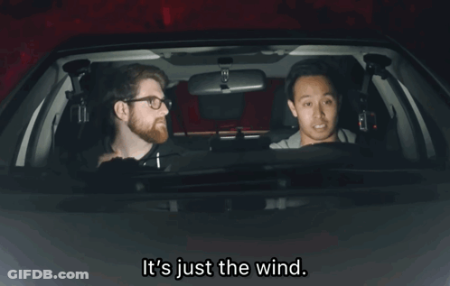 Two Men In A Car It's Just The Wind GIF