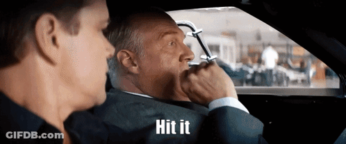 Two Men In A Car Saying Hit It GIF