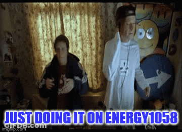 Two Men In A Room Saying Just Doing It On Energy 1068 GIF