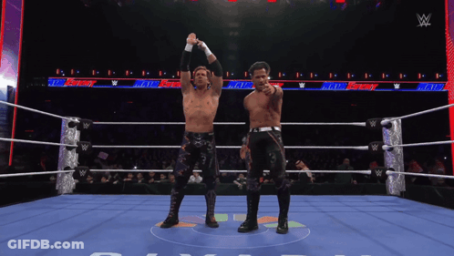 Two Men In A Wrestling Ring With A W Logo On The Ring GIF
