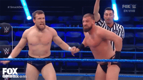 Two Men In A Wrestling Ring With The Fox Logo On The Bottom GIF