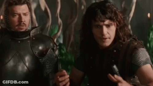 Two Men In Armor With Our Sensitive Hands GIF