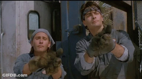 Two Men In Bandanas And Gloves GIF