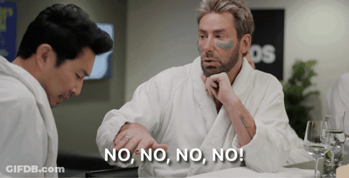 Two Men In Bathrobes Saying No No No No GIF