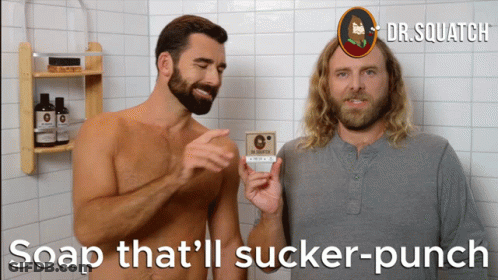 Two Men In Bathroom With Soap That'll Sucker-Punch GIF
