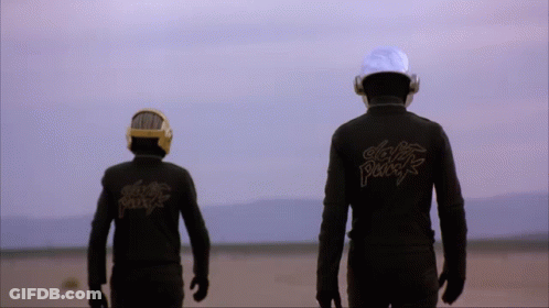 Two Men In Black Jackets With Daft Punk GIF