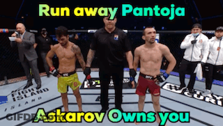 Two Men In Boxing Ring Run Away Pantoja Askarov Owns You GIF