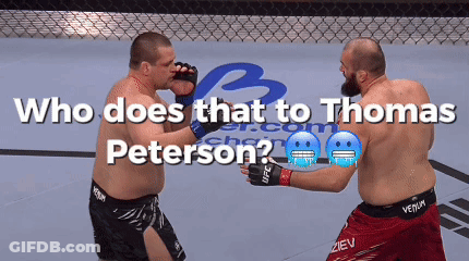Two Men In Boxing Ring Saying Who Does That To Thomas Peterson GIF