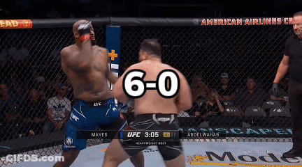Two Men In Boxing Ring With Score 6-0 GIF