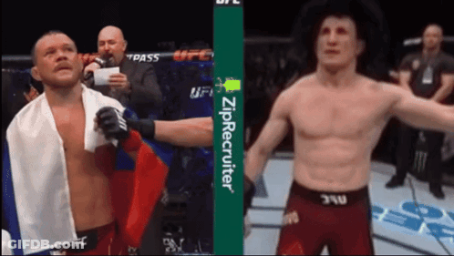 Two Men In Boxing Ring With ZipRecruiter Sign GIF