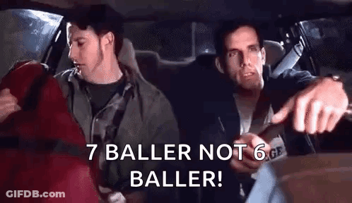 Two Men In Car Saying 7 Baller Not 6 Baller GIF
