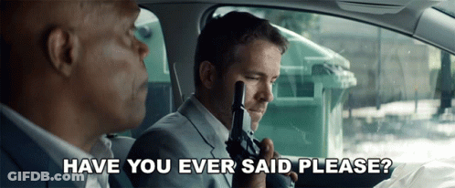 Two Men In Car Saying Have You Ever Said Please GIF