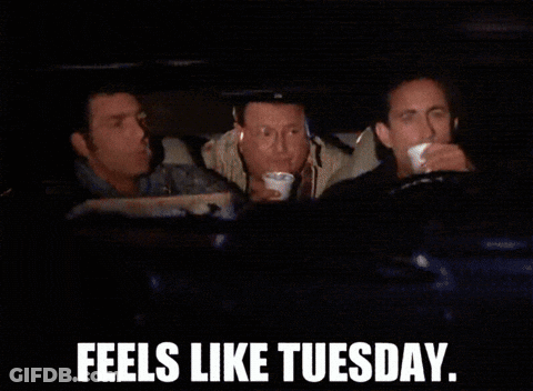 Two Men In Car Saying I Feel Tuesday And Wednesday GIF