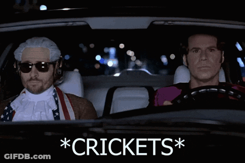 Two Men In Car With Crickets GIF