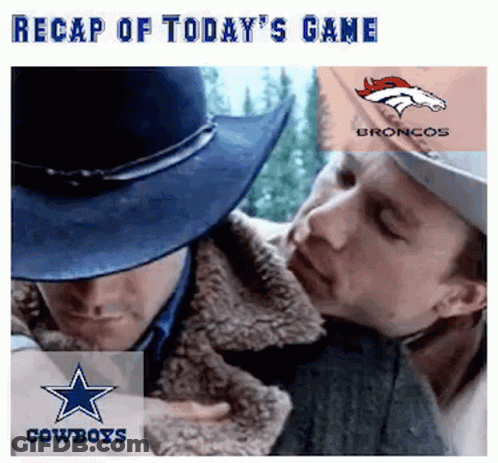 Two Men In Cowboy Hats With Cowboys Logo GIF