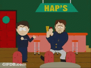 Two Men In Front Of Hap's Bar GIF