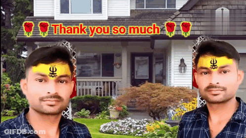 Two Men In Front Of House Saying Thank You So Much GIF