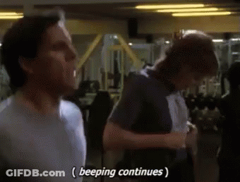 Two Men In Gym One Saying Beeping Continues GIF