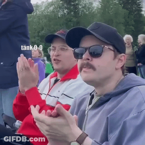 Two Men In Hats And Sunglasses Clapping Tank 0 0 GIF