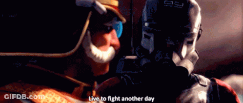 Two Men In Helmets Talking GIF