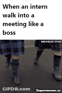 Two Men In Kilts Are Walking Into A Meeting Like A Boss GIF