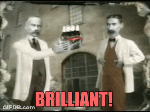 Two Men In Lab Coats Holding Jack Daniels Saying Brilliant GIF