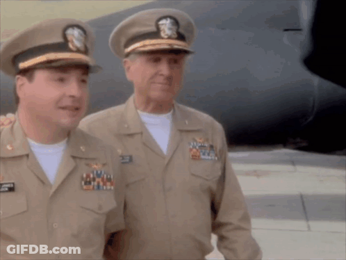 Two Men In Military Uniforms Are Standing Next To Each Other And One Of Them Has A Name Tag That Says ' Williams ' GIF