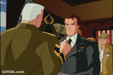 Two Men In Military Uniforms Talking GIF