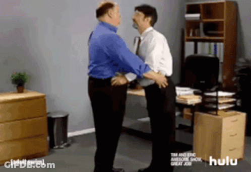 Two Men In Office With Hulu GIF