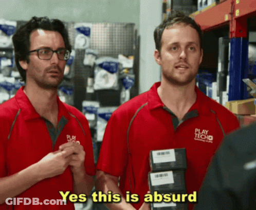 Two Men In Red Play Techno Shirts GIF