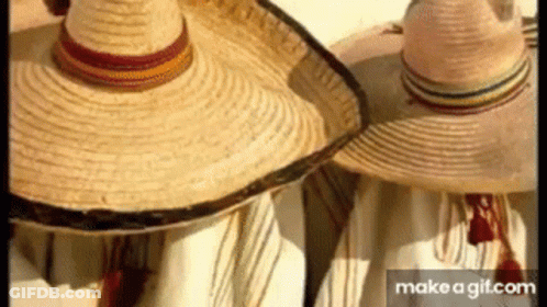 Two Men In Sombrero Hats GIF