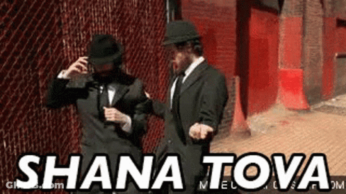 Two Men In Suits And Hats Beside Fence GIF