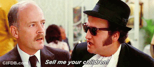 Two Men In Suits And Hats One Says Sell Me Your Children GIF